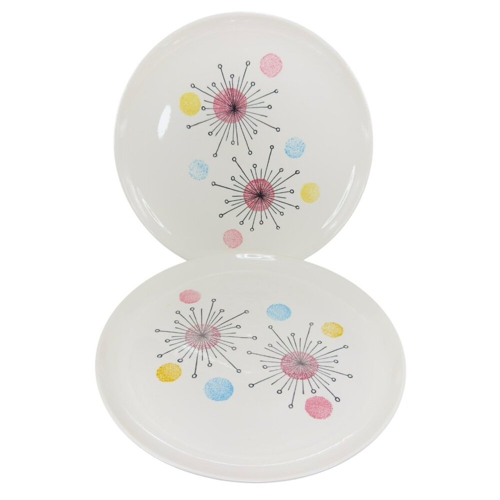 1957 STETSON China Rare Cosmic‎ Stars Plate Dish 10.5inch Plates Set 2 Painted